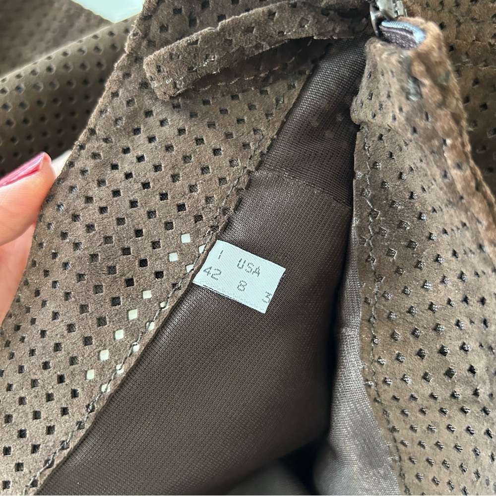 Vintage Armani Jeans Suede Brown mini skirt size 8 - Picture 3 of 15